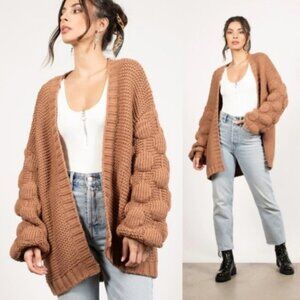 TOBI Shannon Oversized Bohemian Slouchy Chunky Knit Cardigan Balloon Sleeve Boho